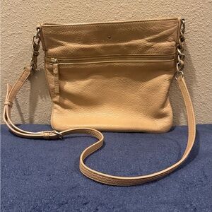 Kate Spade Beige Pebbled Leather Crossbody Bag with an Adjustable Strap